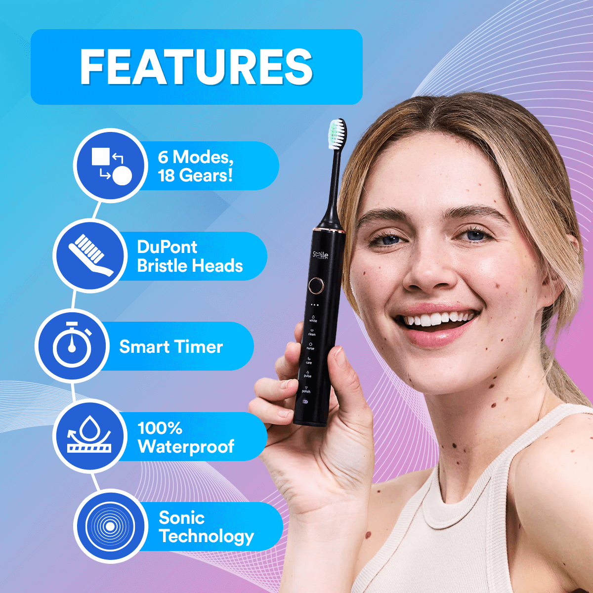6 in 1 Sonic Deep Clean Electric Toothbrush