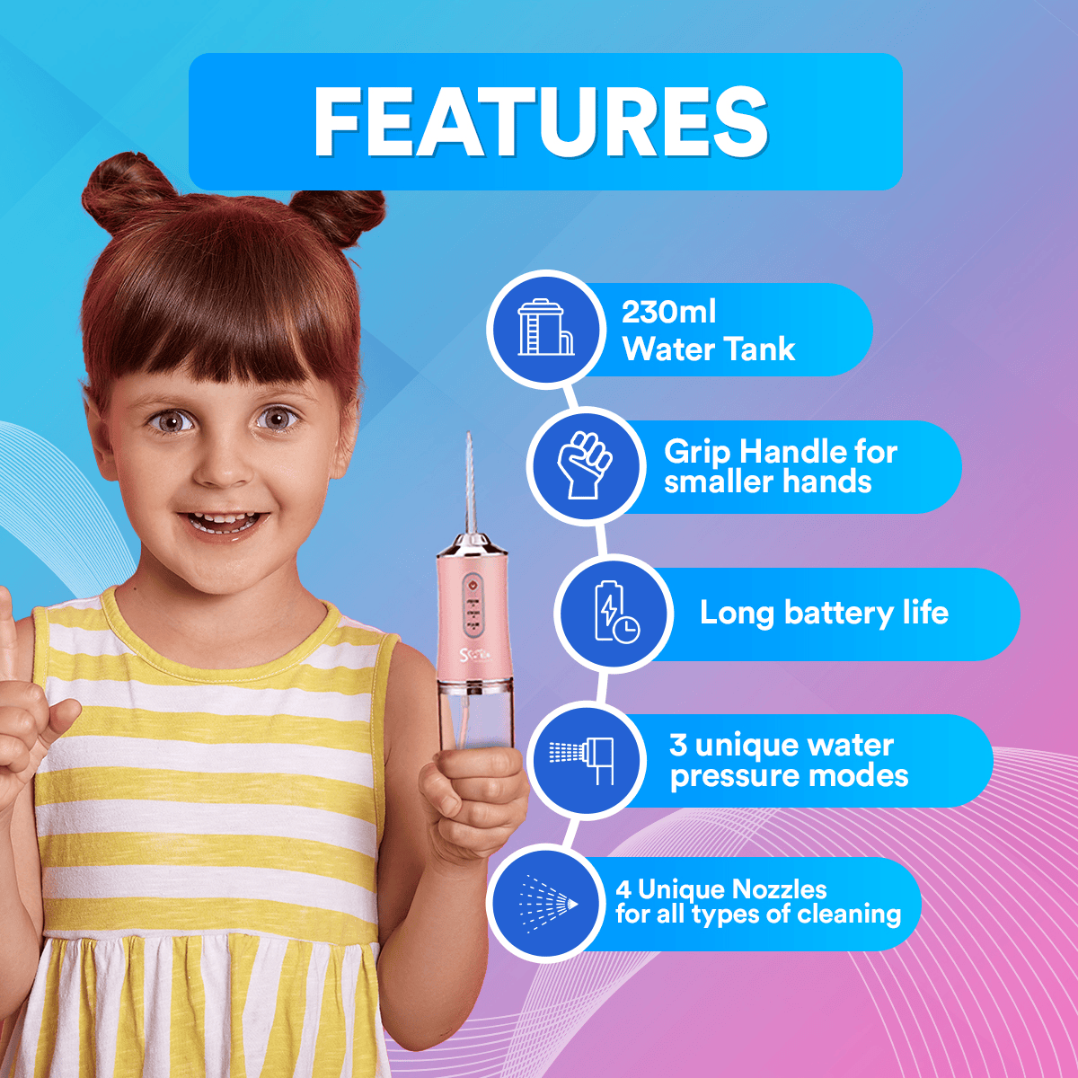 4-In-1 Kids Sonic Water Flosser