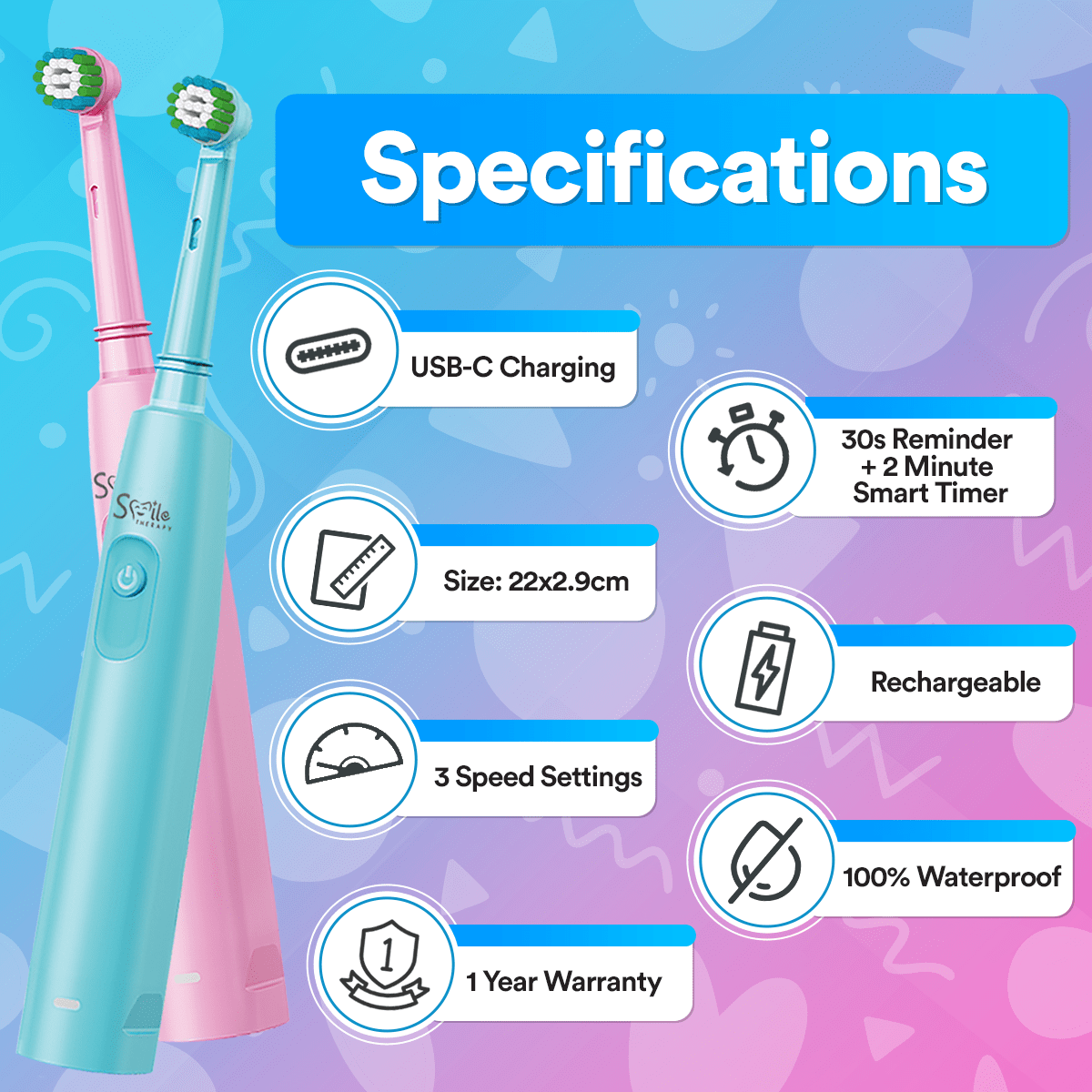 Kids Sonic Electric Toothbrush Attachment Heads - Pack of 4
